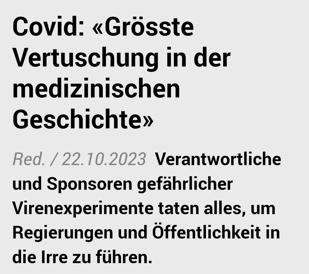 So, wie sie bezüglich der #mRNA-Impfung lügen (Genexperiment) und der #Impfschäden (PostVac = LongCovid), lügen sie auch beim Ursprung des #Coronavirus. #WuhanLableak #COVID19
infosperber.ch/gesundheit/cov…