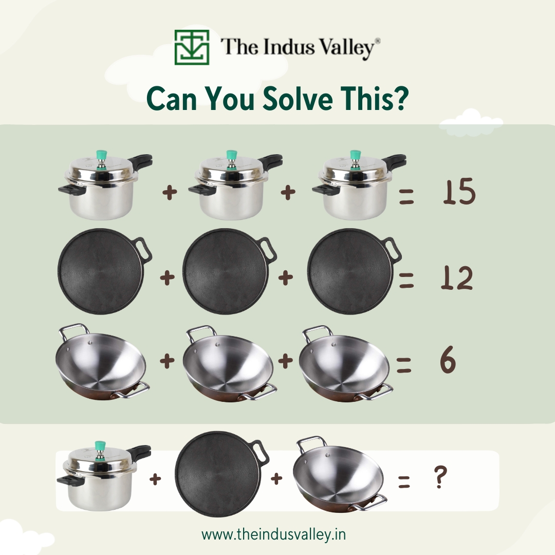 #TheIndusValley #MissionHealthyKitchen 

🎮📷 Are you up for Cookware Math? 📷Comment your answers below.📷 #math#mathquizz 

#cookware #cooking #funpost #fun