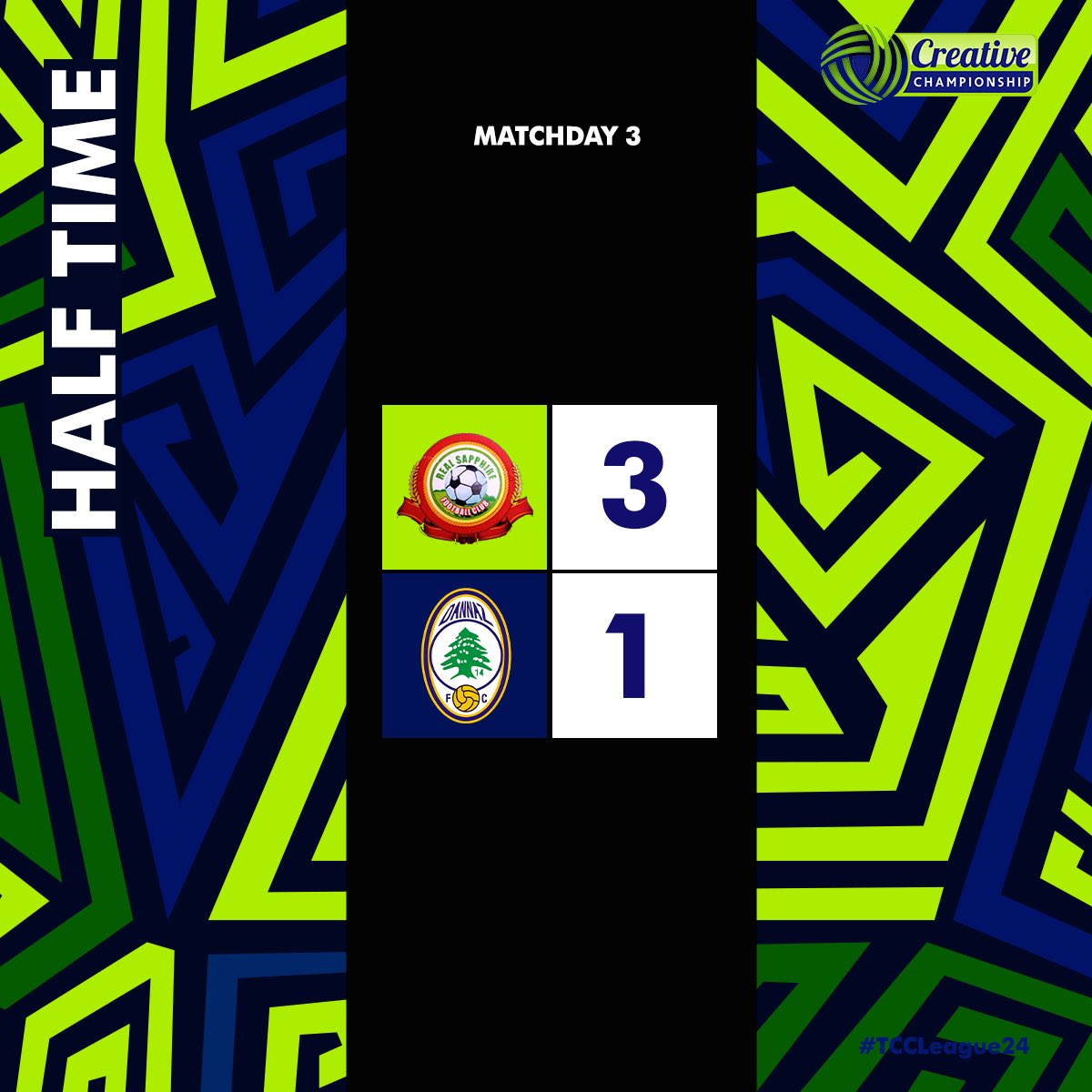 official_tcchq's tweet photo. HT’ Real Sapphire 3-1 Dannaz 

The home side are cruising at half time 

#RESDAN #TCCLeague24 https://t.co/scuBhFqUGs