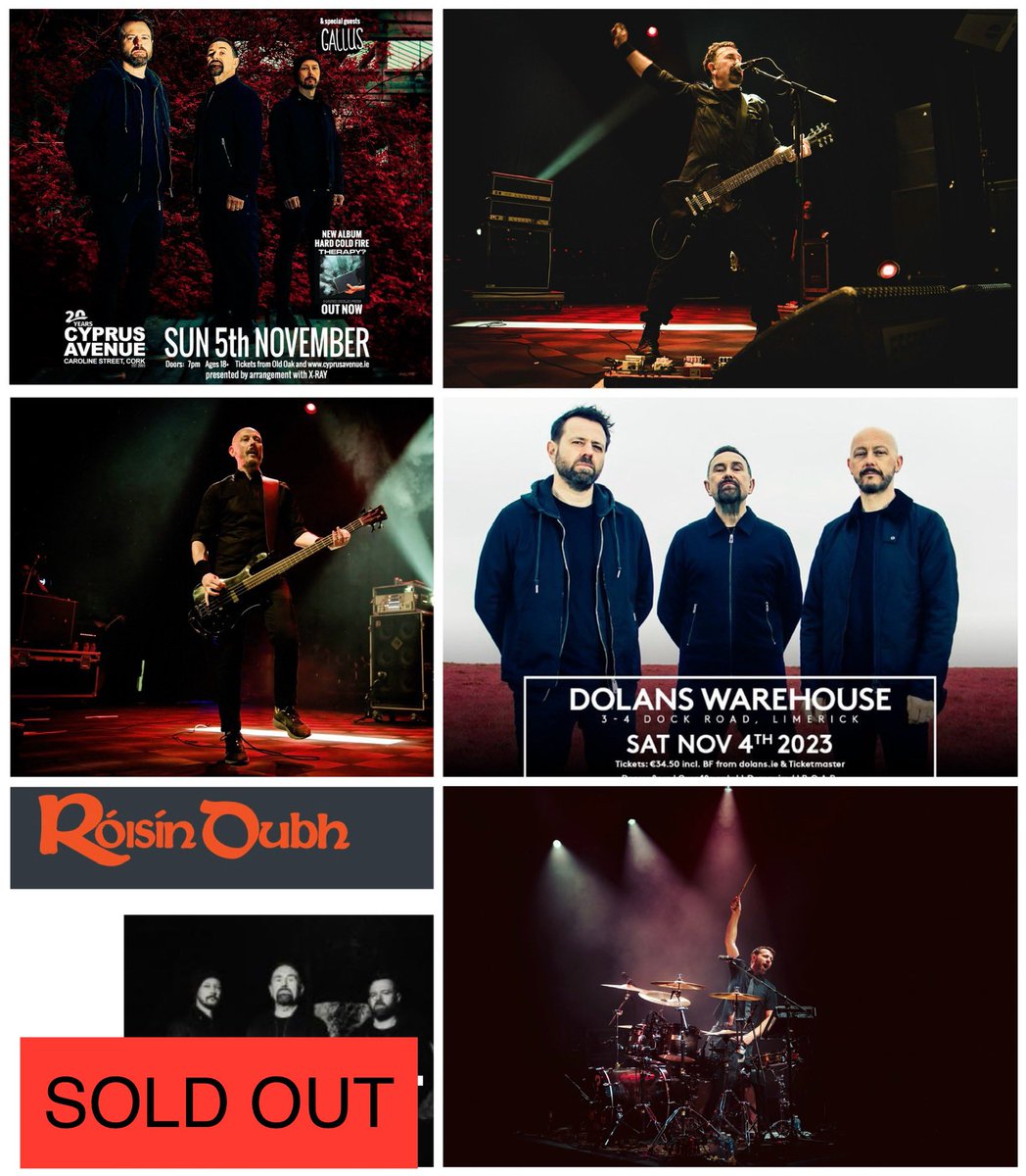 Not long until we bring the “Hard Cold Fire” tour to Ireland. Looking forward to these!

3rd Nov <a href="/roisindubhpub/">Róisín Dubh</a> (sold out)
4th Nov <a href="/mydolans/">Dolans Limerick</a>
5th Nov @cyprusavecork

Plus the killer <a href="/gallusareaband/">Gallus</a> to support. Info/tix on the link⤵️

therapyquestionmark.co.uk/tour/

Live 📸:<a href="/shamrockraver/">Livia Văduva</a>