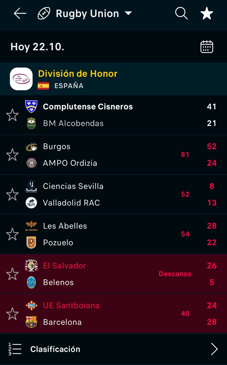 cmdepacotilla's tweet photo. Que rabia me sigue dando esto, ver la jornada en directo en #FlashScores y no en la app de @ferugby https://t.co/VTruWro1mi