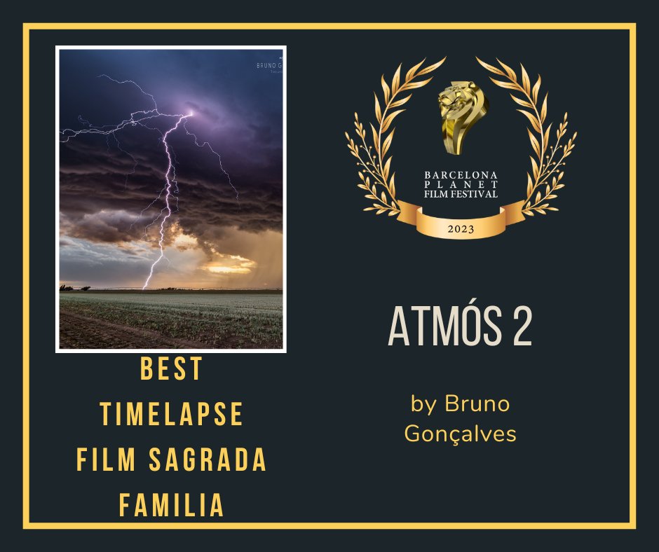 🏆 And the winner is...
Best Timelapse Film Sagrada Familia at Barcelona Planet Film Festival
- ATMÓS 2 by Bruno Gonçalves
Congratulations!
<a href="/ExtremAtmosfera/">Bruno Gonçalves</a>