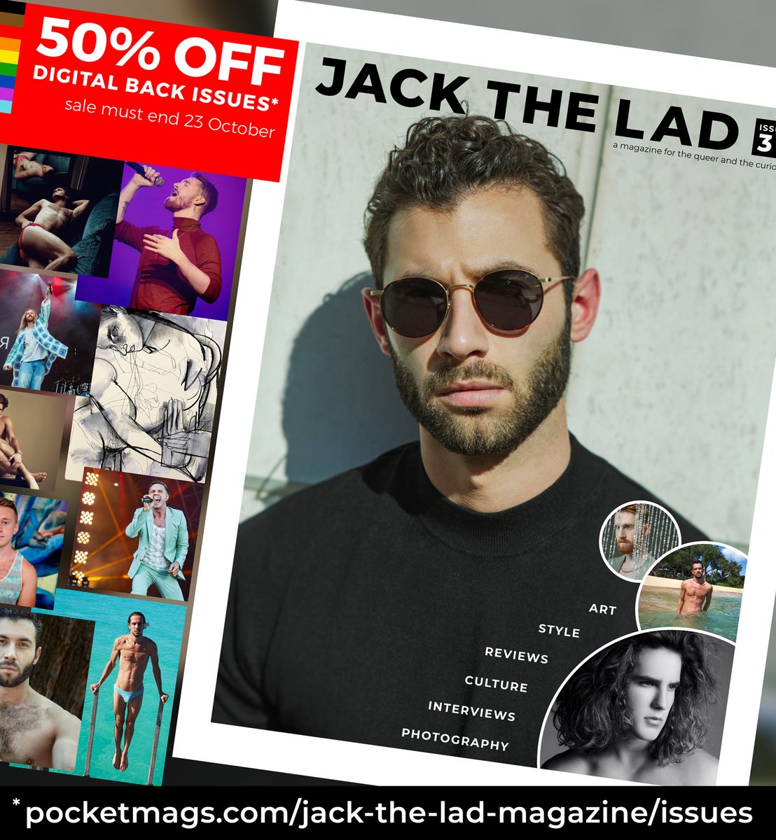 FLASH SALE! There's only two days left if you want to get your hands on any digital back issue of Jack The Lad for half the original price! pocketmags.com/jack-the-lad-m… Sale ends midnight (BST) Monday 23rd October! Grab the UK's quality queer quarterly for the global LGBTQ+ community!