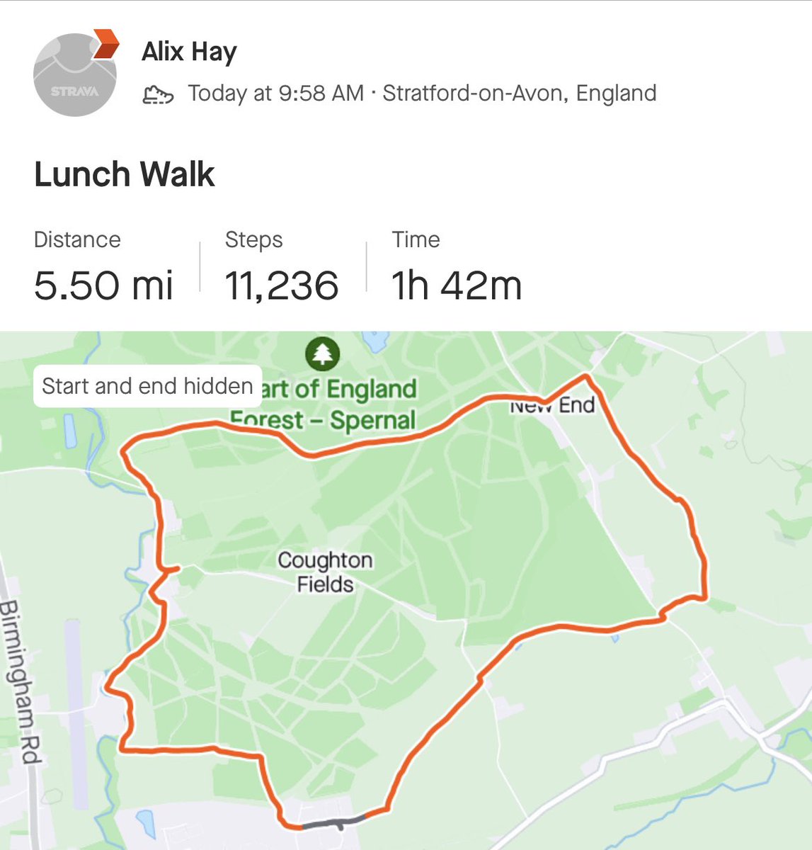 Another 5.5 miles done. I’m walking 100miles this October for <a href="/CR_UK/">Cancer Research UK</a>, supporting a friends 12 months of fundraising. DM me for the link if you’d like to sponsor me! 75 ✅