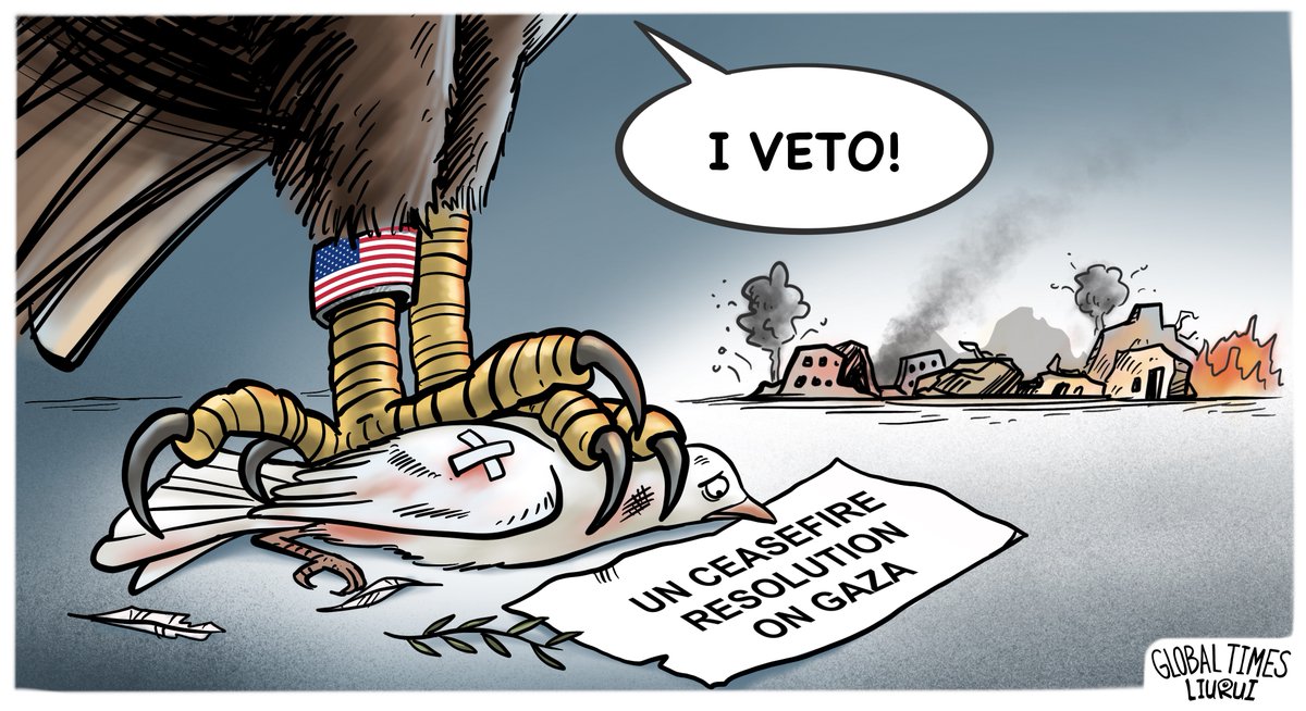 globaltimesnews's tweet image. #GTCartoon: The #US tramples the UN's ceasefire push for #Gaza. @_ValiantPanda_