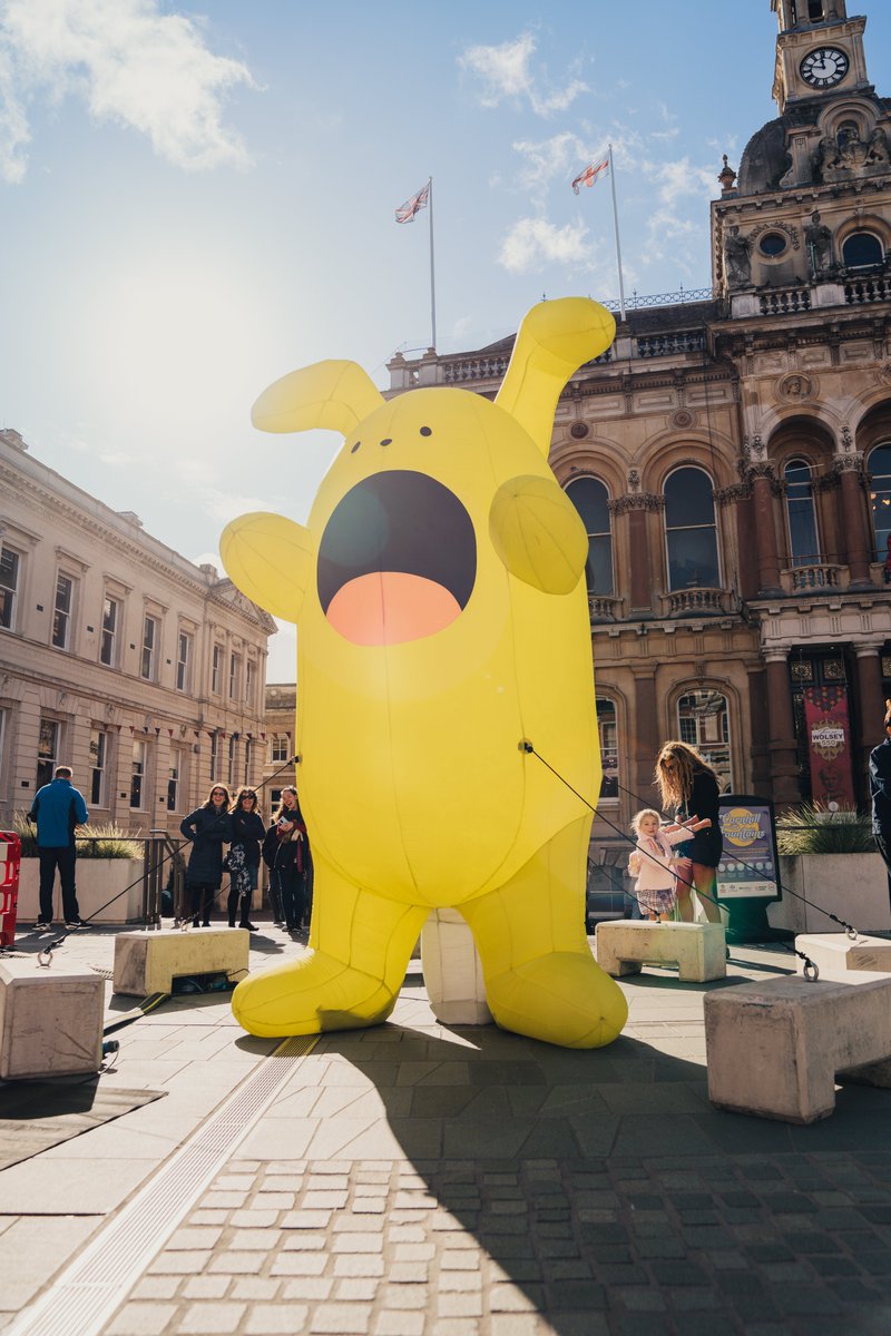 Looks who's back 👋🐇 Mega Bunny + Friends return to the Cornhill and the Buttermarket for half-term. You have until Sunday to stop by and hello to Bruce Asbestos' creations! Full timings at spillfestival.com/mega-bunny-fri… #MegaBunny #BruceAsbestos #SPILLFestival