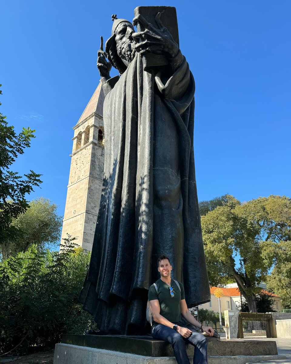 My favorite statue my great cousin Ivan Mestrovic sculpted in Split, Croatia. Incredible. Feels like a sorcer about to cast a spell. 😃 #croatia