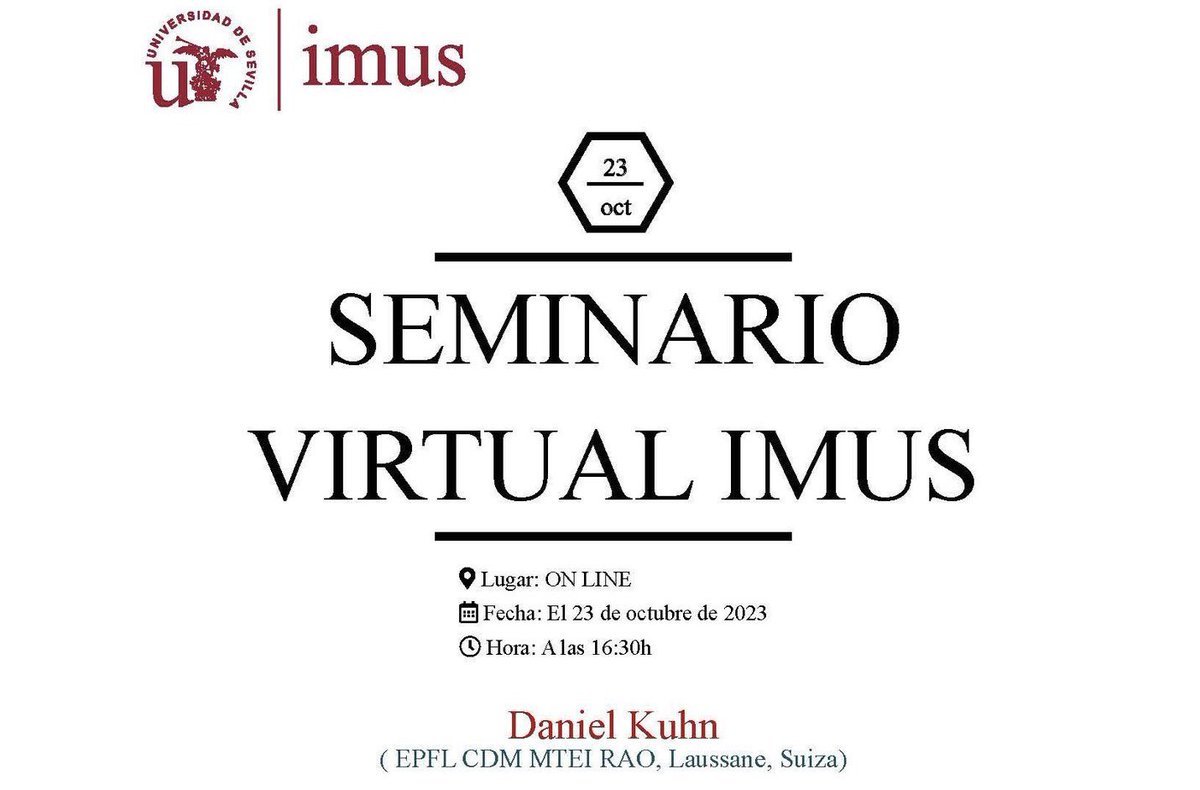Seminario Virtual IMUS - Machine Learning NeEDS Mathematical Optimization 📝 Metrizing Fairness 🗣️ Daniel Kuhn 🏫 ONLINE (eu.bbcollab.com/collab/ui/sess…) ⏰ Lunes 23 de octubre a las 16:30