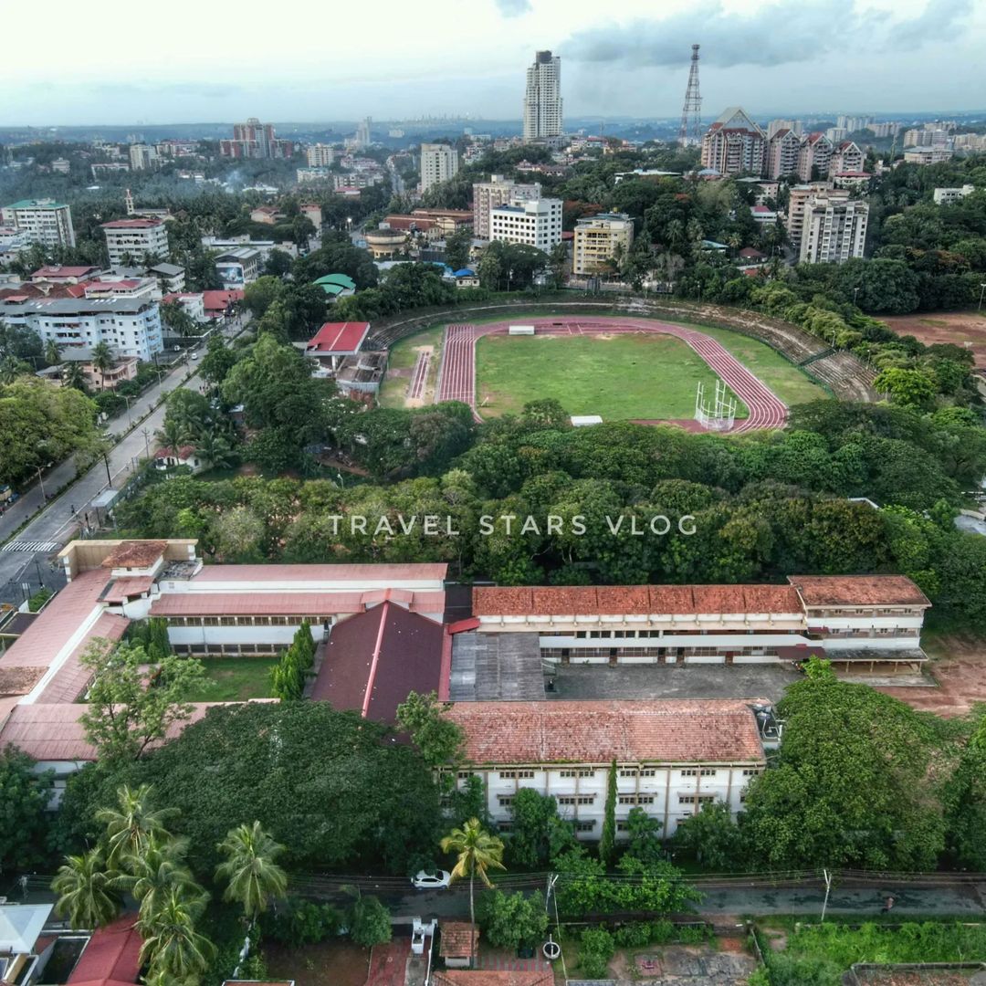 Aerial view of Mangala Stadium and Canara High School Urwa, Mangalore. (📸: Travel Stars Vlog)