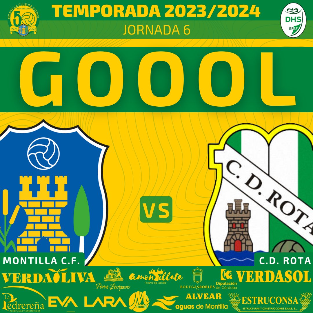 MontillaCF's tweet photo. 🎯 ' ¡¡𝗚𝗢𝗢𝗢𝗢𝗢𝗢𝗢𝗢𝗢𝗢𝗢𝗢𝗢𝗟 del @MontillaCF!! Gol de @fjluque10 .

💛💚🆚⚪🟢

@MontillaCF 1️⃣-0️⃣ @CDRota_Oficial

¡¡¡Vamos, Montilla!!! 💪⚽🔰

#Montilla #MontillaCF #MCF #DivisionDeHonor #MontillaRota https://t.co/1A9pdC3Wvw