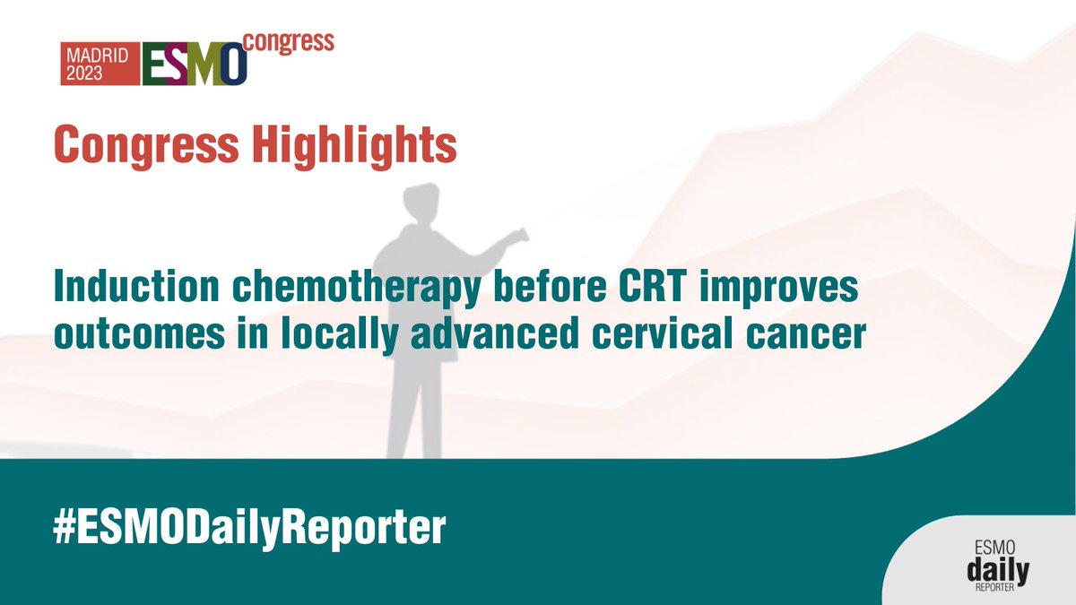myESMO's tweet photo. #ESMO23:Presidential Symposium presentation of GCIG INTERLACE trial shows induction #chemotherapy before chemoradiotherapy significantly improves PFS and OS in locally advanced #CervicalCancer (IB1/2 to IVA) @AnaOaknin #ESMODailyReporter  👉https://t.co/8s5oV18h49 https://t.co/3AUJ0vLFam