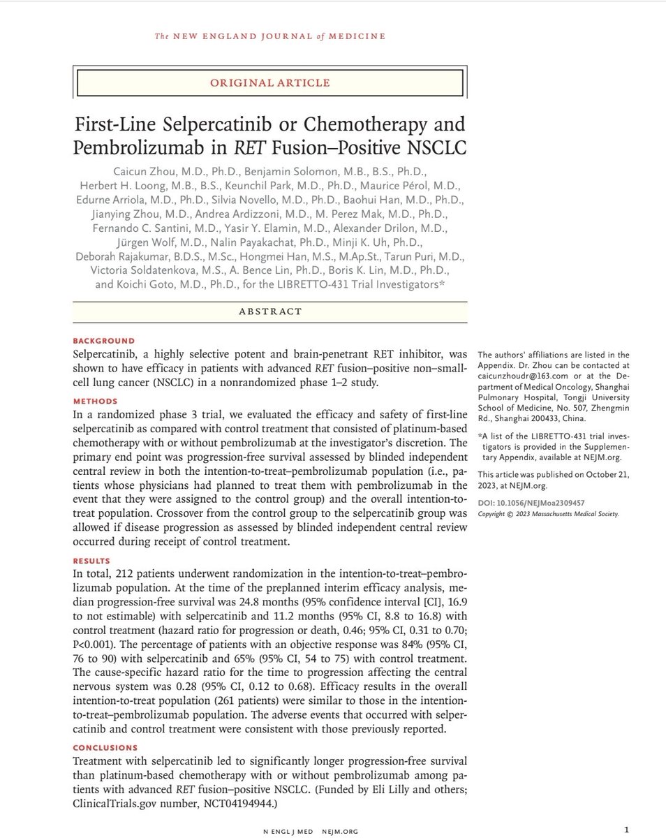 Did you know that so far the data presented at #ESMO23 made it to 5️⃣ publications in the @NEJM ‼️
#NSCLC #urothelialcarcinoma #melanoma #thyroidcancer 
One of the best 👌 congresses so far! This is one of the reasons why you should attend the congress! #excellent #science