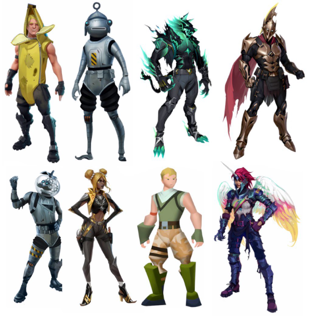SaiyanDeezy's tweet image. How would yall feel if this was the Season 5 Battle Pass? 

I only like 3 of these the 2 green ones and the gold jacket.  #Fortnite #FortniteChapter4