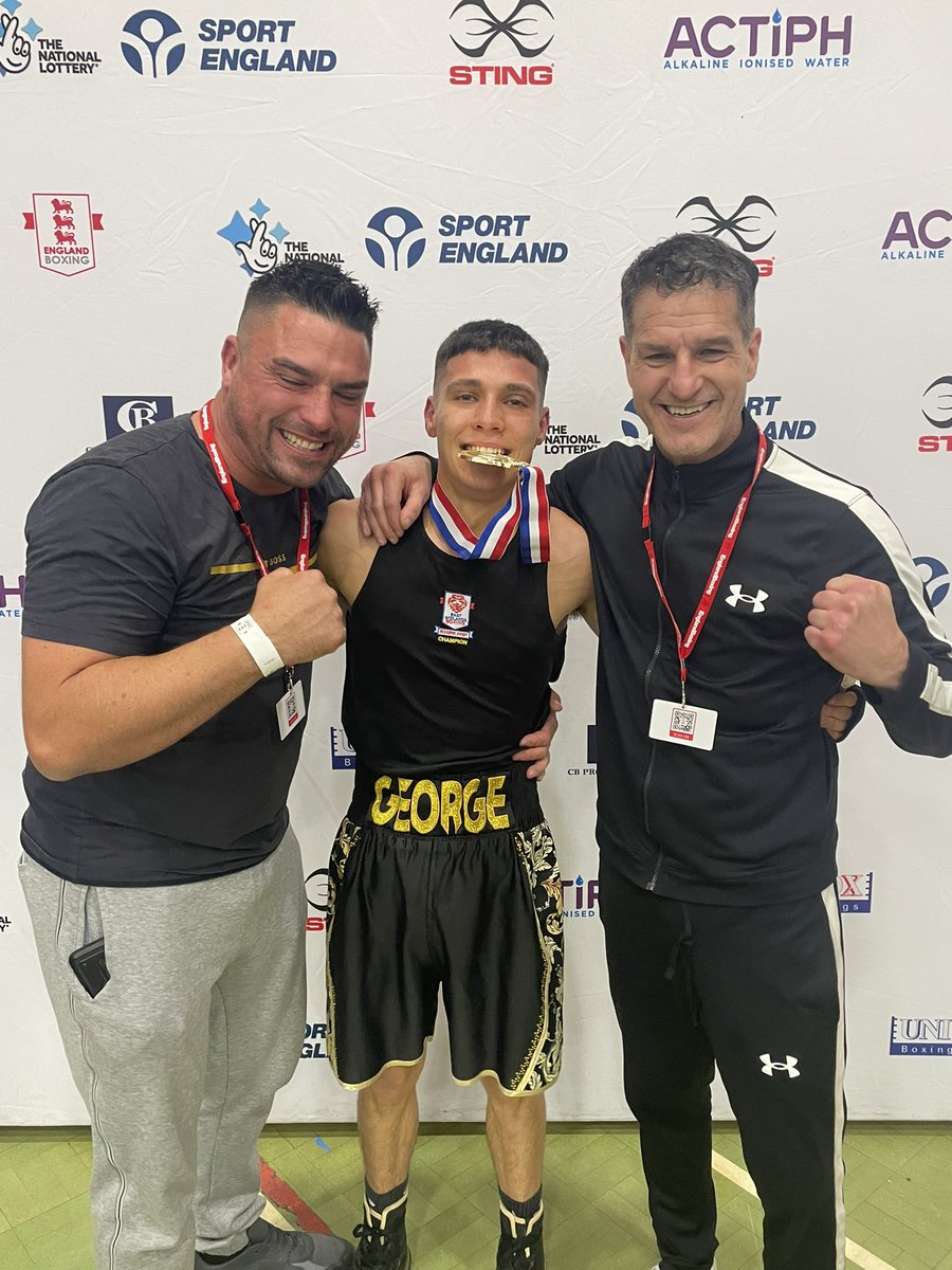 George Thorpe , 16-0 double dev national champion at 2 weights, getting off the floor in the first 15 seconds to stop his finalist opponent in the second, absolute barnstormer #englandboxing