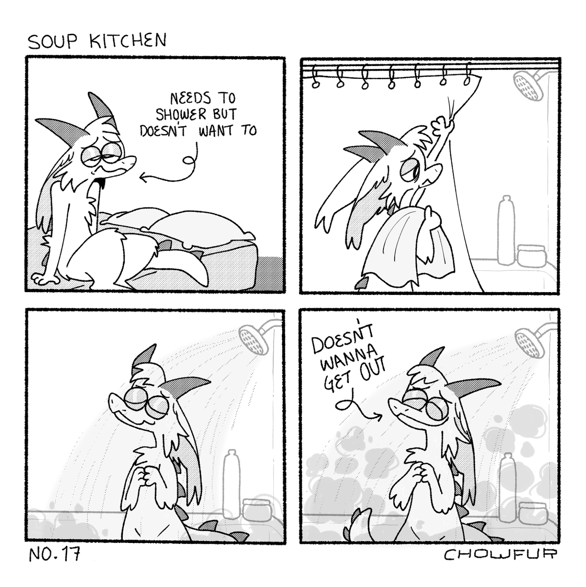 chowfur's tweet photo. i've been trying to make a habit to shower first thing in the morning to get me going, some days are harder than others <3 https://t.co/cWmDire9v9