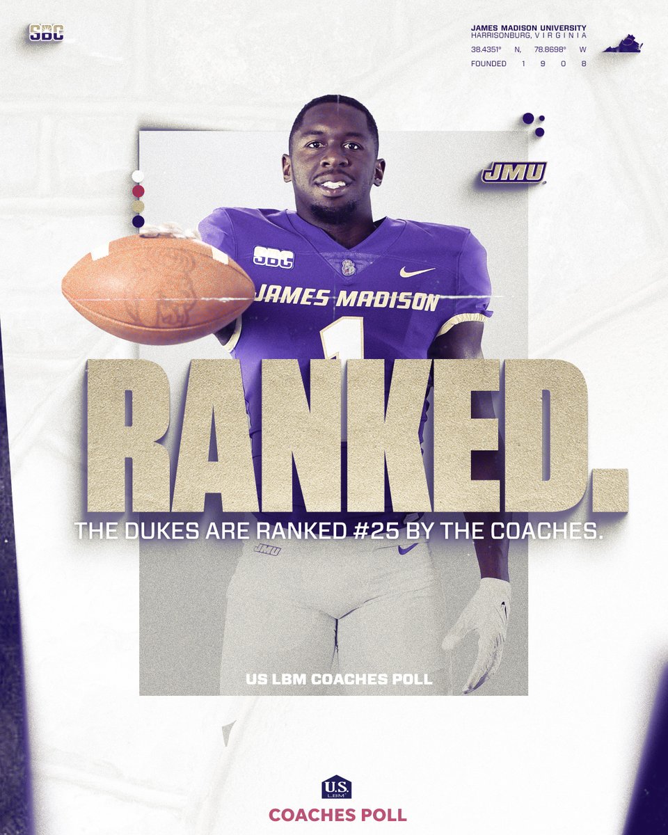 For the first time in program history, JMU is ranked in the top 25 of the US LBM Coaches Poll, debuting at #25. #GoDukes