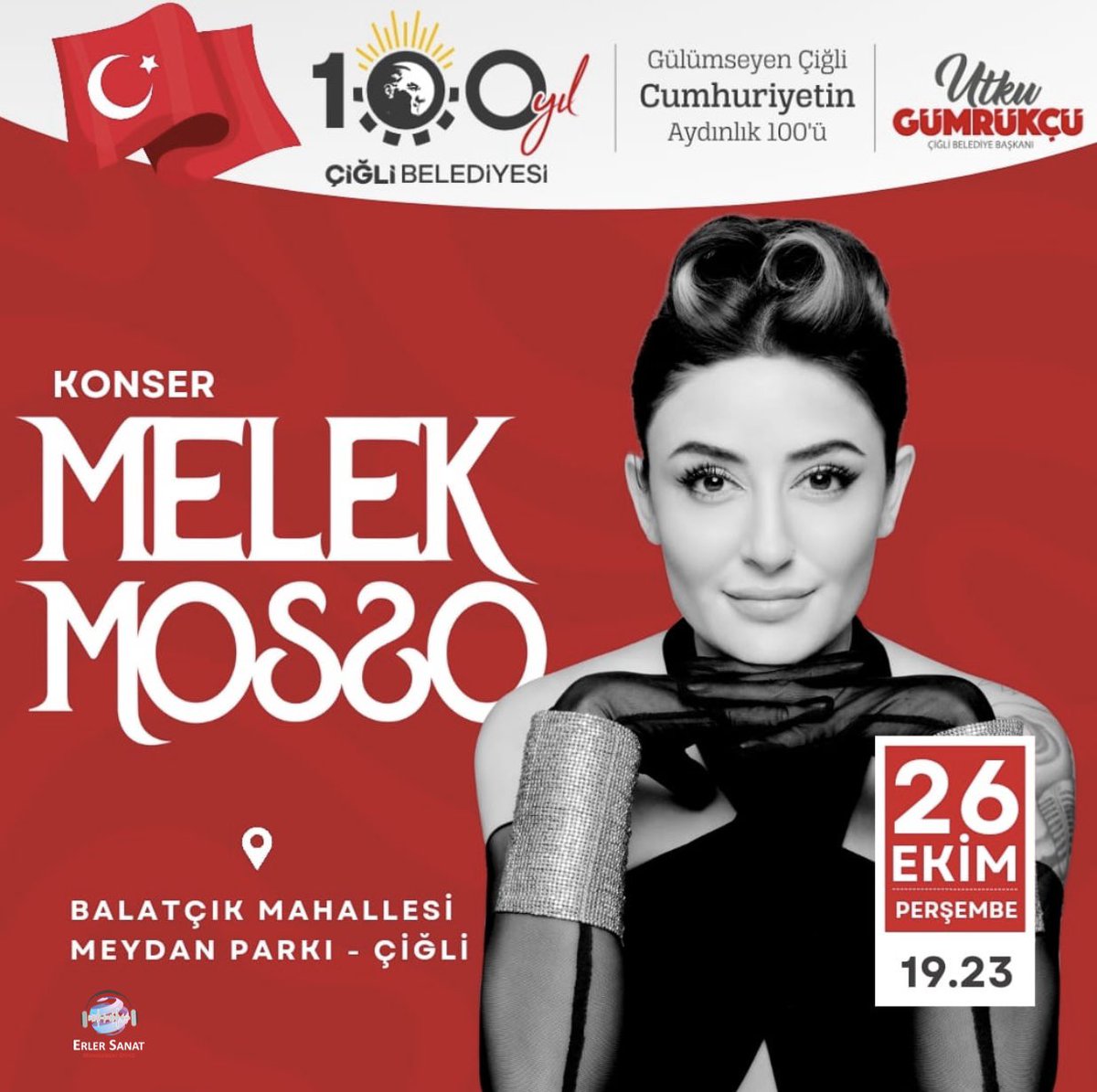 Melek Mosso 26 Ekim Perşembe
İzmir Çiğli’de.
#melekmossı #konser #izmir #çiğli #çiğlibelediyesi #cumhuriyetkonseri #cumhuriyet100yaşında #erlersanat 
<a href="/MelekMosso/">Melek Mosso</a> <a href="/ciglibelediyesi/">Çiğli Belediyesi</a>