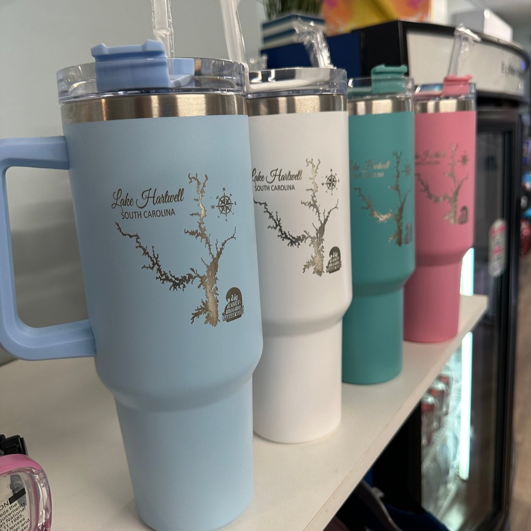 Calling all lake lovers out there — find all the things you never knew you needed at our General Store! We have the cutest t-shirts, engraved magnets + tumblers! Stop by &amp; bring home a piece of Lake Hartwell with you 🌊