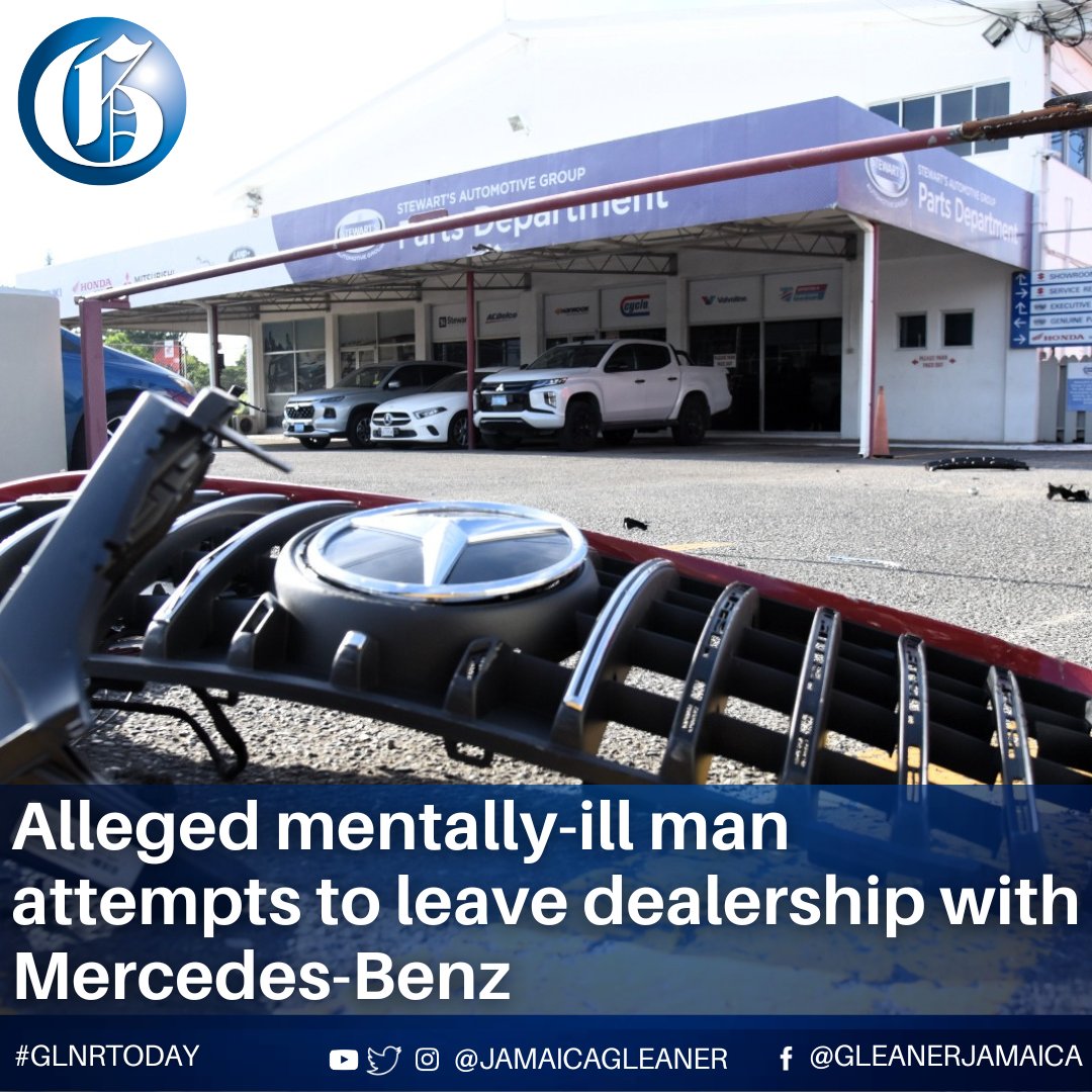 JamaicaGleaner's tweet photo. It is alleged that a man of unsound mind tried to leave the compound of Stewart's Automotive Group on South Camp Road in Kingston with a Mercedes-Benz GLE 53 AMG on Saturday night.

Read more: https://t.co/0aOREId6Aa #GLNRToday https://t.co/xBpeAqXWsu
