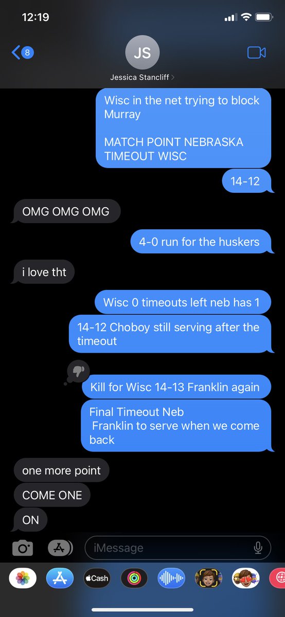 LSack28's tweet image. When your coworker is at a wedding and can’t watch the game you do what you can. Ignore the spelling errors trying to wrestle an infant at the same time 😂😂 as always #GoBigRed