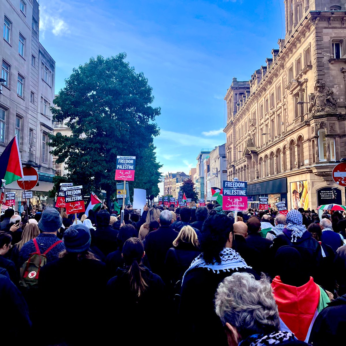 Marching to show support for ending the bombardment & siege of Gaza and for an immediate ceasefire. #CeasefireNOW