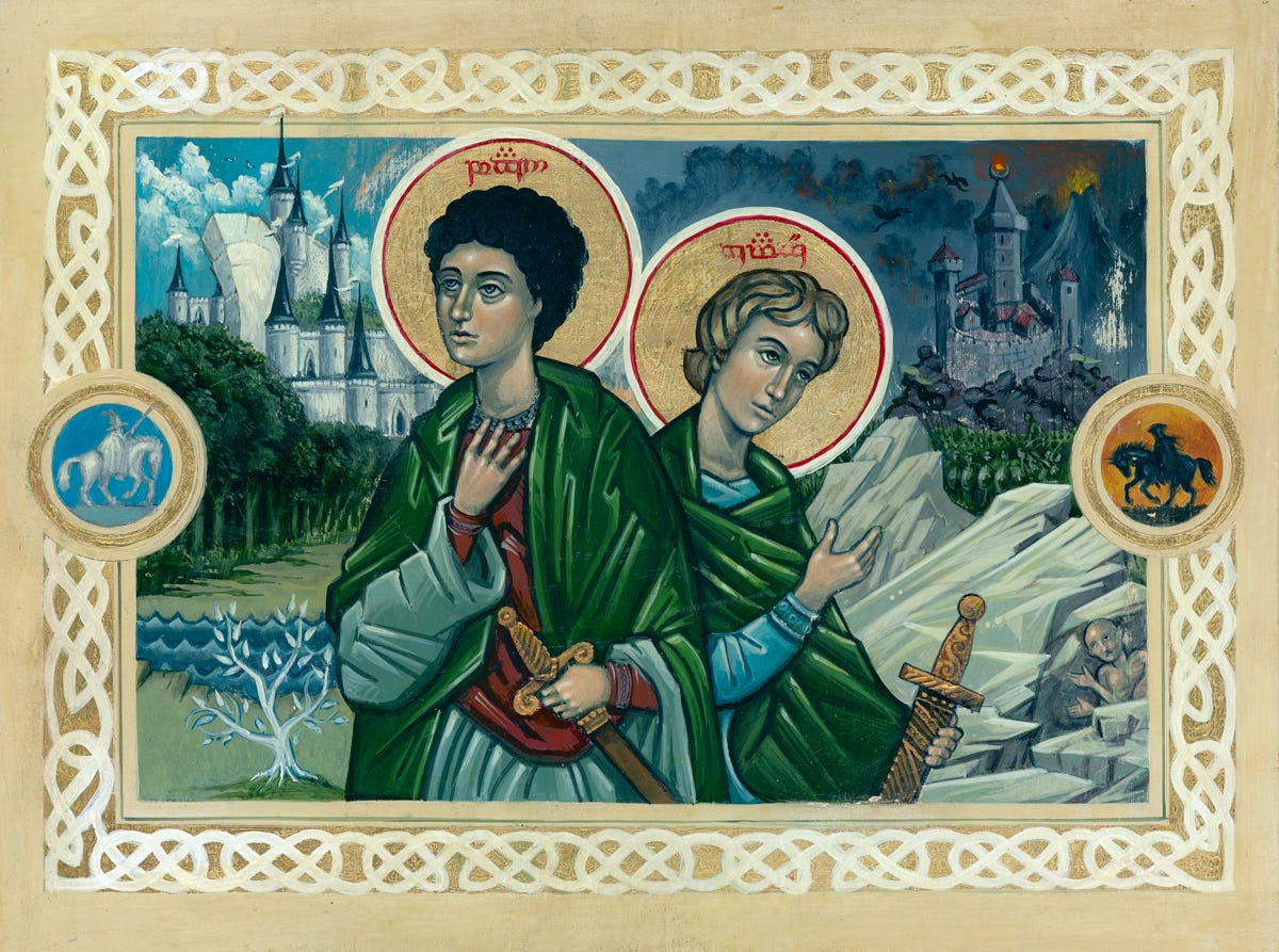 If you're looking for genuine Tolkien art in the style of Byzantine iconography and medieval illumination, then check out Jay Johnstone (@jaystolkien) - a real artist who makes real art using his real human creativity!