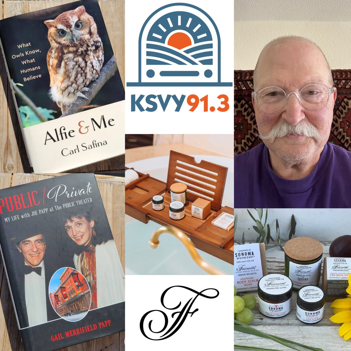 TUNE IN TOMORROW to the Morning Show on .@KSVYsonoma 8-10am PT w/ .@barnettsonoma, Louise Hassen, Michelle Heston of @fairmontsonoma, @carlsafina author of 'Alfie & Me', & Gail Merrifield Papp, author of 'PUBLIC/PRIVATE.' Listen >> 91.3 FM / ksvy.org.