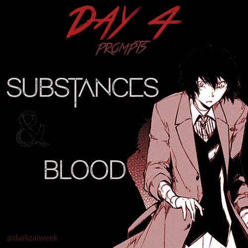 darkzaiweek's tweet photo. ❤️DARKZAI WEEK 2023🖤
DAY FOUR: SUBSTANCES &amp; BLOOD

-tag @darkzaiweek in all submissions to be retweeted
-ao3 collection is live under "darkzaiweek23"
-no ai-generated content permitted https://t.co/qi3C8cgR4Q