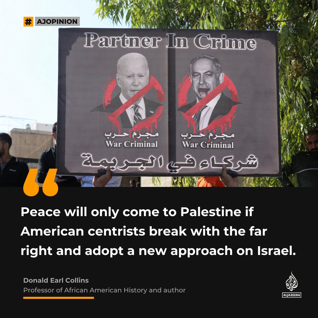 AJEnglish's tweet photo. The American centre’s embrace of the far right fuels Israel’s war machine — #AJOpinion by @decollins1969.

🔗: https://t.co/hZpGIpc4Gd https://t.co/dyjHClBSvV