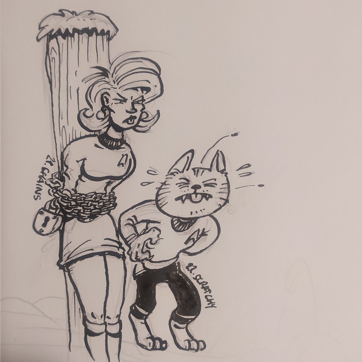 Clone_Artist's tweet photo. #inktober2023 doodle(s): 21. Chains &amp; 22. Scratchy https://t.co/nXptKm4lkn