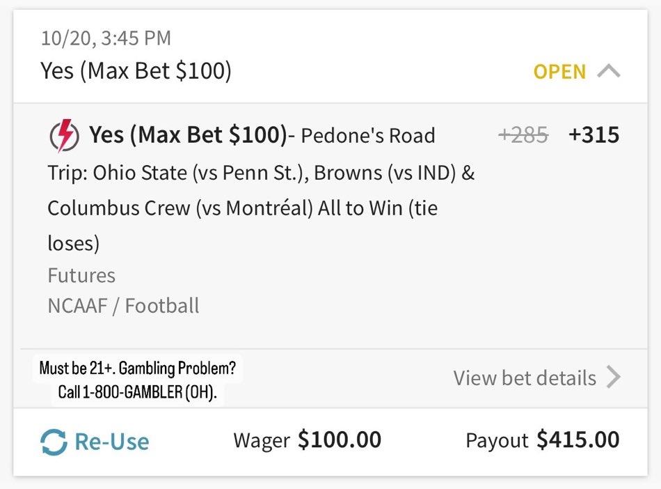 NickPedone12's tweet photo. If the Browns win today and the last leg of this road trip parlay hits, I’m sending a few of my followers $100. 

Let’s have a day, Indy. #DawgPound  

To win:
🏈 RT this
🏈 Follow @tipico &amp; me https://t.co/zwHRuJCWiA