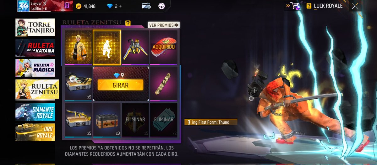 La ruleta de Zenitsu ya está disponible