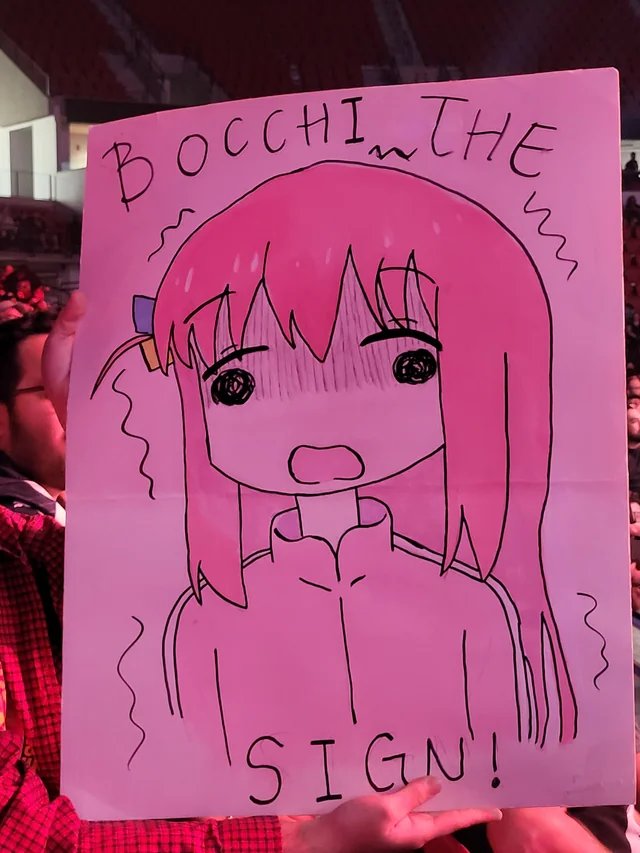 AniNewsAndFacts's tweet photo. "Bocchi The Rock" at All Elite Wrestling (AEW) Dynamite last night. https://t.co/Nxn6EzTvIB