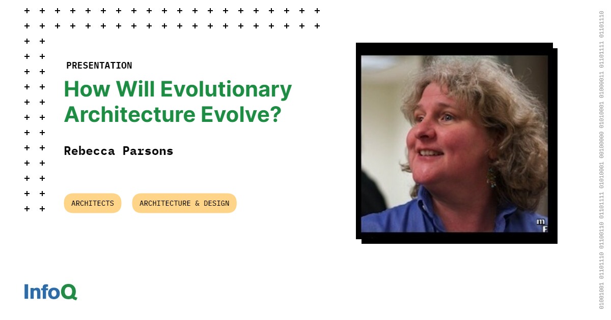 InfoQ's tweet image. What does the future hold for #EvolutionaryArchitecture?

In this #InfoQ talk, @rebeccaparsons examines some possible futures for the principles &amp;amp; practices of Evolutionary Architecture.

Watch the video now: bit.ly/46g8AA4 

#transcript included

#SoftwareArchitecture