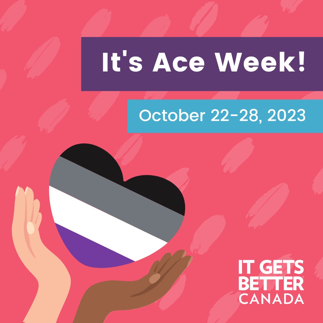 It’s Asexual Awareness Week! Asexuality (aka “Ace”) describes someone who experiences no sexual attraction to individuals of any gender. Aceweek was created to build community, raise awareness, and put asexuality in the spotlight! #Asexuality #ItGetsBetterCanada #Aceweek