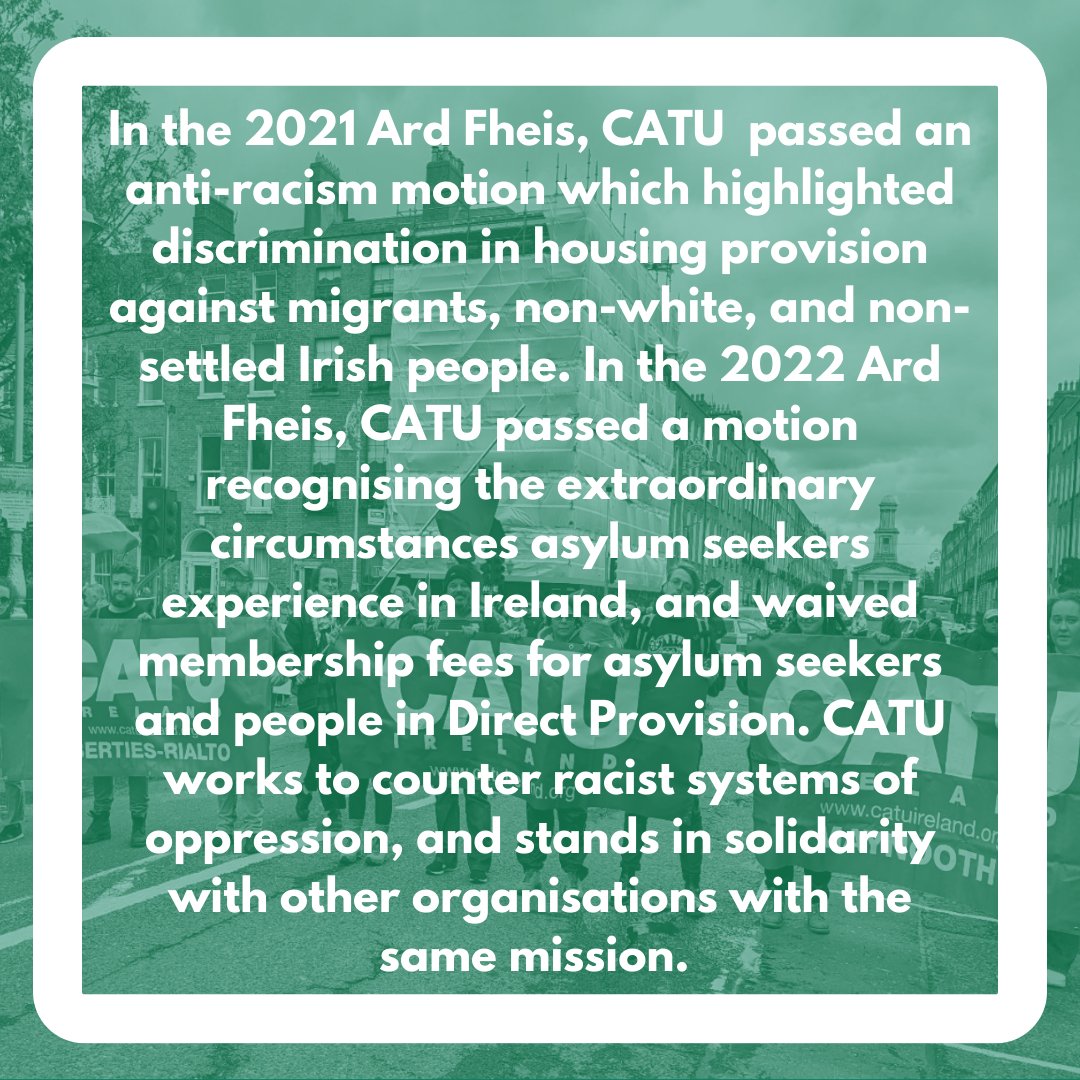 CATU works to counter racist systems of oppression, and stands in solidarity with other organisations with the same mission. 

Join CATU! catuireland.org/join/