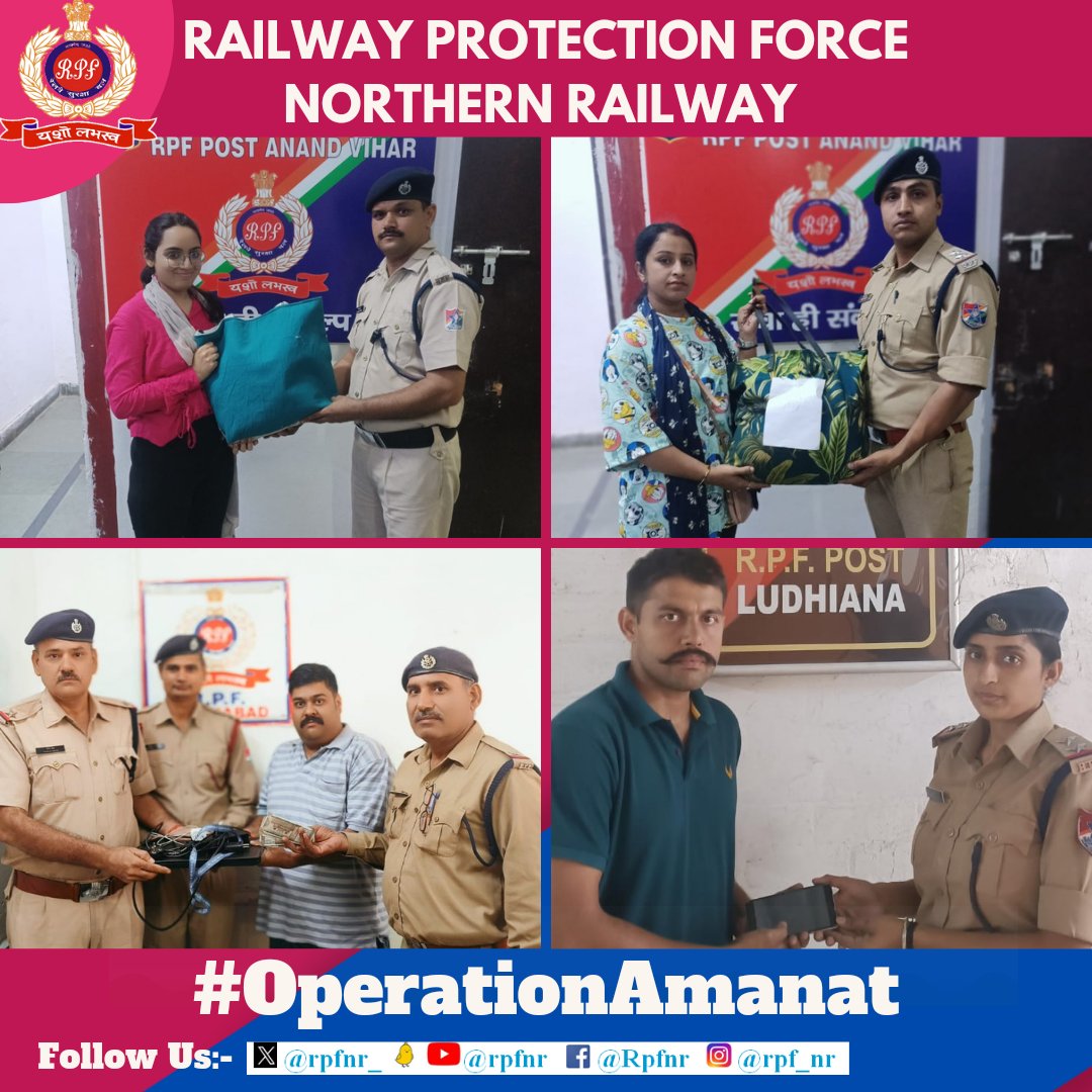 rpfnr_'s tweet photo. *We value your valuables*

Under #OperationAmanat 
#RPF NR located unclaimed bags and other valuable articles and returned to their rightful owners. @AshwiniVaishnaw @RailMinIndia @RailwayNorthern @RPF_INDIA https://t.co/O4B6XXtm8o