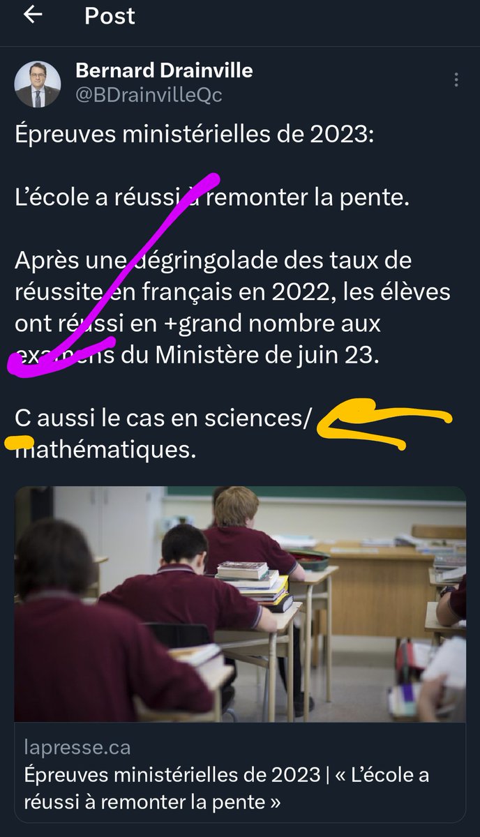 BarbaTruc20's tweet photo. Le ministre de l'éducation écrit au son? " C aussi" 🧐🤔🙃 #Drainvide https://t.co/N68DFRhnxO