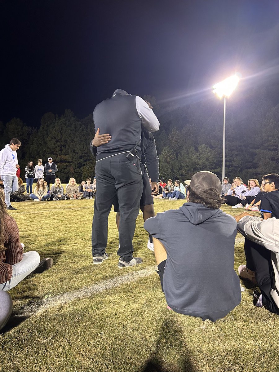 CoachJeff40's tweet photo. So proud of @LHSFBRecruits player @carllewis1106 for sharing testimony last night at FCA Fields of Faith. Carl did an amazing job. #fof23 https://t.co/ub5MaE29YL