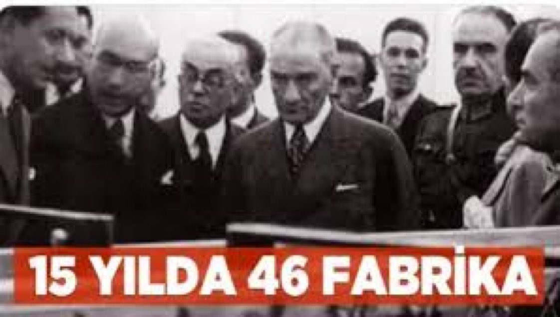 Atatürk'ün açtığı fabrikalar. 

Kolay mı hem Osmanlı'nın borcunu ödeyip hem yurdun dört bir yanına fabrikalar kurmak?

➡️1-Ankara Fişek Fabrikası (1924)
➡️2-Gölcük Tersanesi (1924)
➡️3- Şakir Zümre Fabrikası (1925)
➡️4-Eskişehir Hava Tamirhanesi (1925)
➡️5-Alpullu Şeker Fabrikası