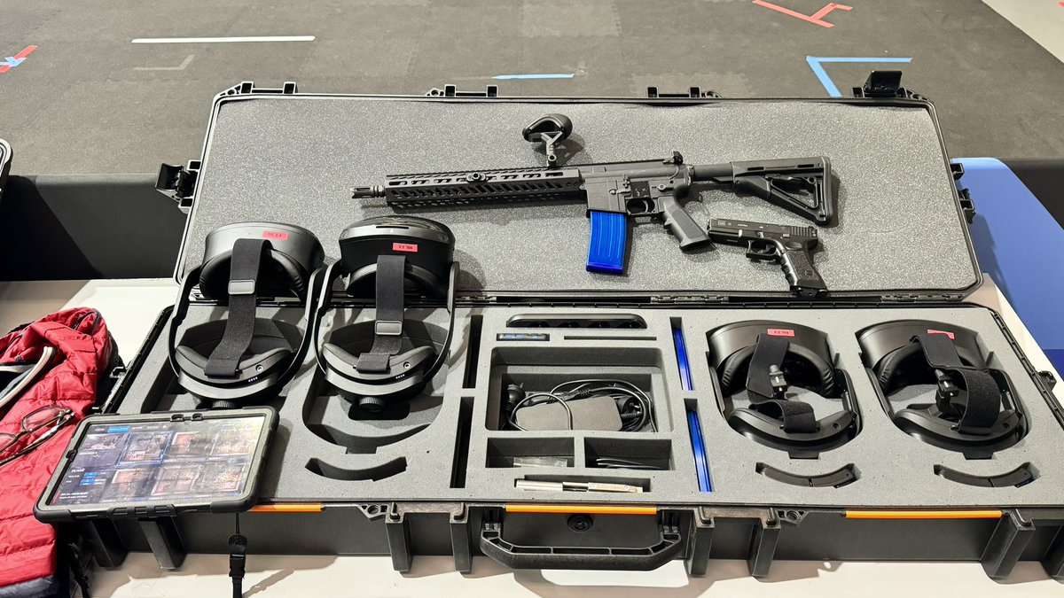 AGraylin's tweet photo. Impressed by the free-roam immersive police/SWAT training solution from the #XRG/#RedCartel team in Sydney. 👮♀️ 👮🏻♂️🚔🔫😎 Great use case for the @htcvive #Focus3 and #Trackers to enable realistic and safe ways to handle dangerous situations!👍 https://t.co/5QBTXy580t