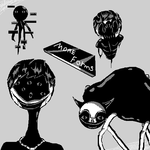 More Forms Of Corridor Gaze.

Corridor Gaze is one of my few monsters that has morals. He carefully chooses his target based on the bad and good things a person has done and why they did it. He also loves sweets and steals them.
#horrorart #monster #creepy #Oc #artwork #pixelart