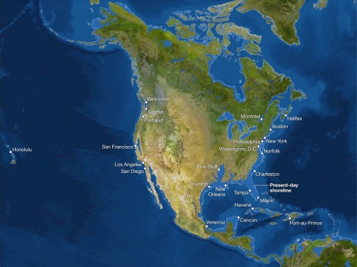 theepicmap's tweet photo. The September 2013 issue of National Geographic Magazine published these maps showing the world as it is now, but with all the ice on land melted and drained into the sea, raising it 216 feet and creating new shorelines for our continents and inland seas. https://t.co/fywMHnvcT5