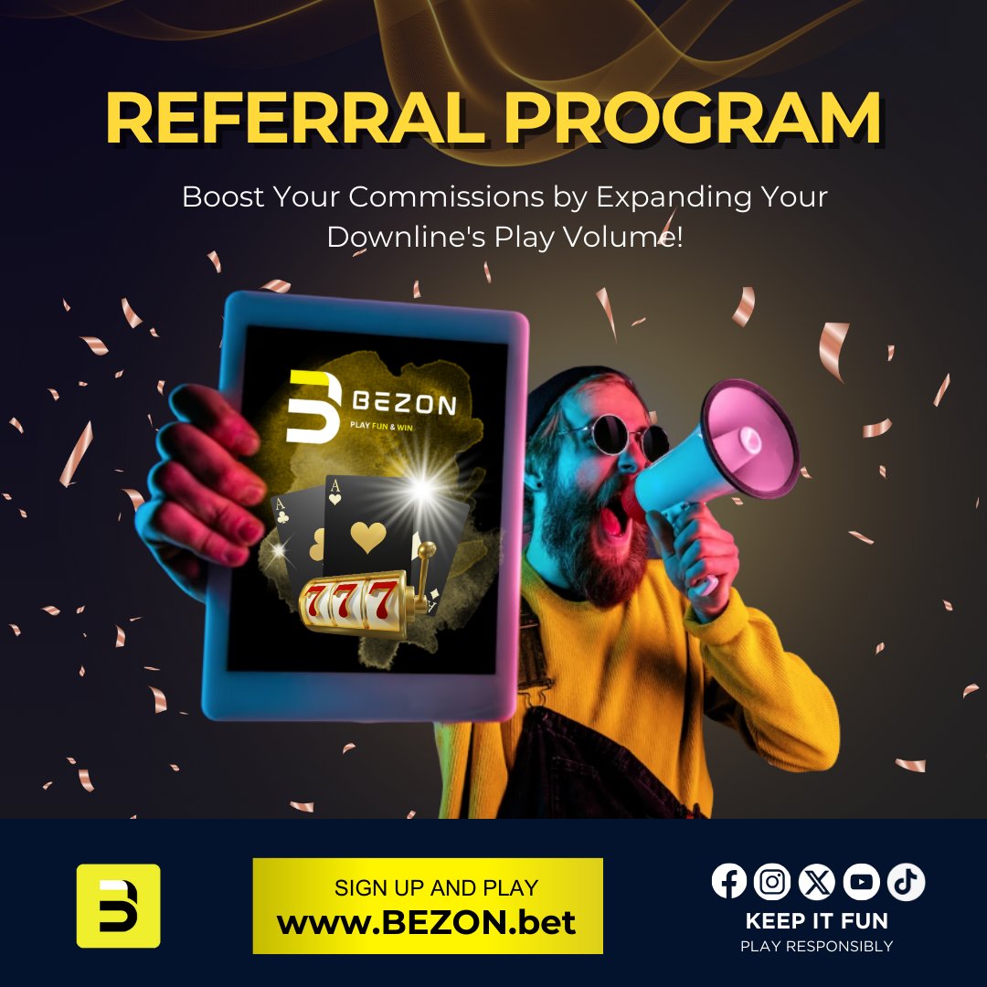 Bezon_Official's tweet photo. 🌟ℝ𝕖𝕗𝕖𝕣𝕣𝕒𝕝 ℙ𝕣𝕠𝕘𝕣𝕒𝕞
Join our referral program and watch your earnings soar as you expand your downline's play volume.

✅Sign up https://t.co/YWO0ObGfsP for our referral program
✅Share your unique referral link with friends
✅Watch your commissions grow 

#bezon https://t.co/9Jb1m2Qom8