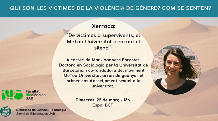 Facultat de Biociències UAB (@uabbiociencies) on Twitter photo <a href="/MTUniversidad/">MeToo Universidad</a> <a href="/agencia_sinc/">SINC</a> <a href="/uniovi_info/">Universidad Oviedo</a> <a href="/uneatlantico/">UNEATLANTICO</a> <a href="/unizar/">Universidad Zaragoza</a> <a href="/UAM_Madrid/">UAM Autónoma Madrid</a> <a href="/UGR_Social/">Universidad Granada</a> <a href="/ualmeria/">Universidad de Almería</a> <a href="/UV_EG/">Universitat València</a> <a href="/UABBarcelona/">Universitat Autònoma de Barcelona</a> <a href="/Univcordoba/">Universidad Córdoba</a> <a href="/UexBiblioteca/">Biblioteca Universidad de Extremadura</a> Muchas gracias <a href="/agenciasinc/">Agencia Sinc</a> por este espléndido reportaje. Para nuestra facultad fue un placer recibir y apoyar a la ruta #MeToo junto a Mar Joanpere (<a href="/MarJoanp/">MarJoanpereForaster</a>) en la BCT (<a href="/Bctuab/">BCT UAB</a>) el pasado 22 de marzo en el marco de la exposición "¿Y tú que sabes de violencia de género?" <a href="/MTUniversidad/">MeToo Universidad</a> <a href="/agencia_sinc/">SINC</a> <a href="/uniovi_info/">Universidad Oviedo</a> <a href="/uneatlantico/">UNEATLANTICO</a> <a href="/unizar/">Universidad Zaragoza</a> <a href="/UAM_Madrid/">UAM Autónoma Madrid</a> <a href="/UGR_Social/">Universidad Granada</a> <a href="/ualmeria/">Universidad de Almería</a> <a href="/UV_EG/">Universitat València</a> <a href="/UABBarcelona/">Universitat Autònoma de Barcelona</a> <a href="/Univcordoba/">Universidad Córdoba</a> <a href="/UexBiblioteca/">Biblioteca Universidad de Extremadura</a> Muchas gracias <a href="/agenciasinc/">Agencia Sinc</a> por este espléndido reportaje. Para nuestra facultad fue un placer recibir y apoyar a la ruta #MeToo junto a Mar Joanpere (<a href="/MarJoanp/">MarJoanpereForaster</a>) en la BCT (<a href="/Bctuab/">BCT UAB</a>) el pasado 22 de marzo en el marco de la exposición "¿Y tú que sabes de violencia de género?"