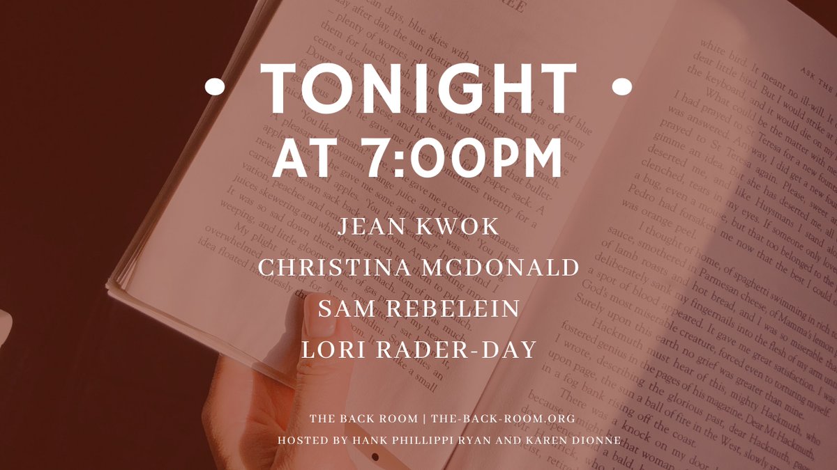 • TONIGHT 7PM ET • October 22 | Join us for Fall's Big Books with: @jeankwok @christinamac79 Sam Rebelein @LoriRaderDay Your hosts are @KarenDionne and @HankPRyan Register at the-back-room.org/october-22/ #authortalks #authortalkseries #authorchat #authorevent @HillaryScruff