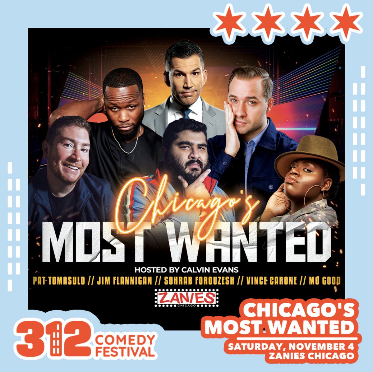 🎙️ 312 COMEDY FESTIVAL SHOW Join us November 4 for Chicago's Most Wanted! Chicago's hottest headliners will share the Zanies stage for one night only as part of the @312ComedyFest. Grab tickets while you can, Chicago--> bit.ly/312Fest_CMW110…