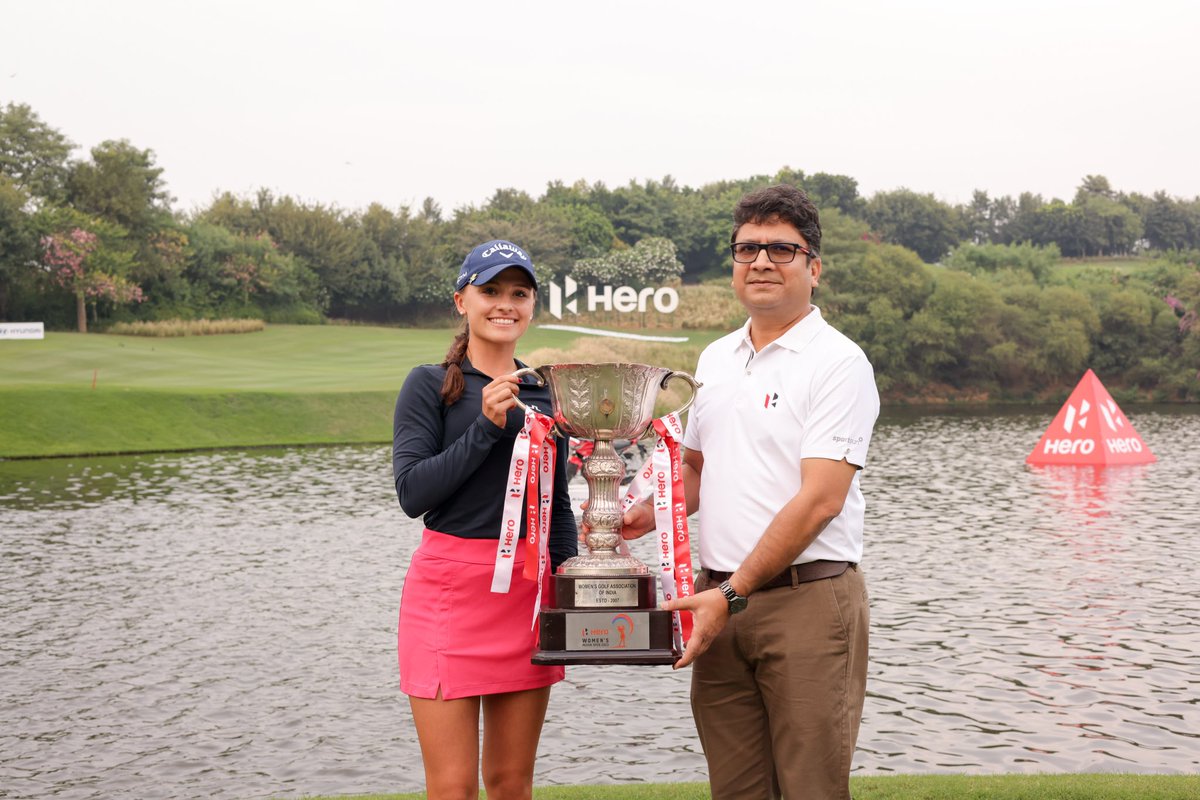 WomenIndianOpen's tweet photo. Aline Krauter of Germany wins the Hero Womens Indian Open for her maiden Ladies European title. #HWIO #HWIO2023 #golf 

@HeroMotoCorp https://t.co/SNPmA18IzS