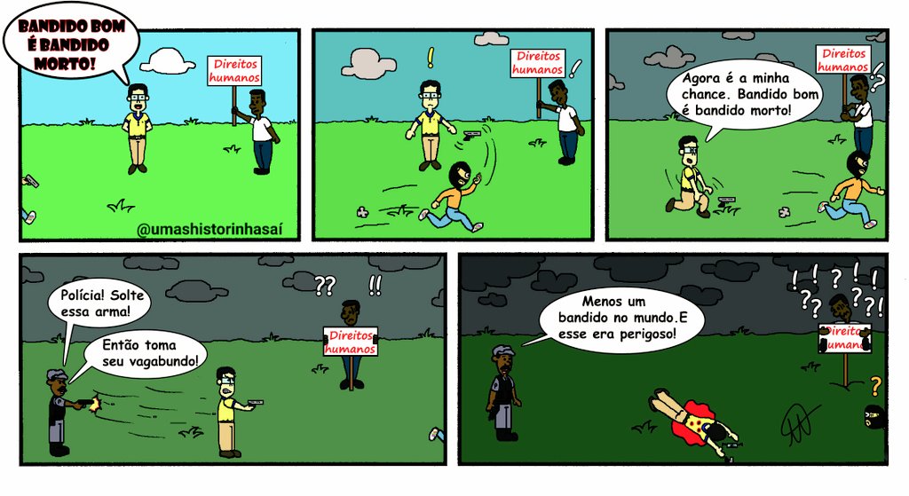 umashistorinhas's tweet photo. Bandido bom é bandido morto?

#tirinhas #historinhas #quadrinhos #humor #humorinteligente #humorbrasil #direitos  #direitoshumanos #violência #bandidobomebandidomorto #paz https://t.co/e0AMIxkBK8