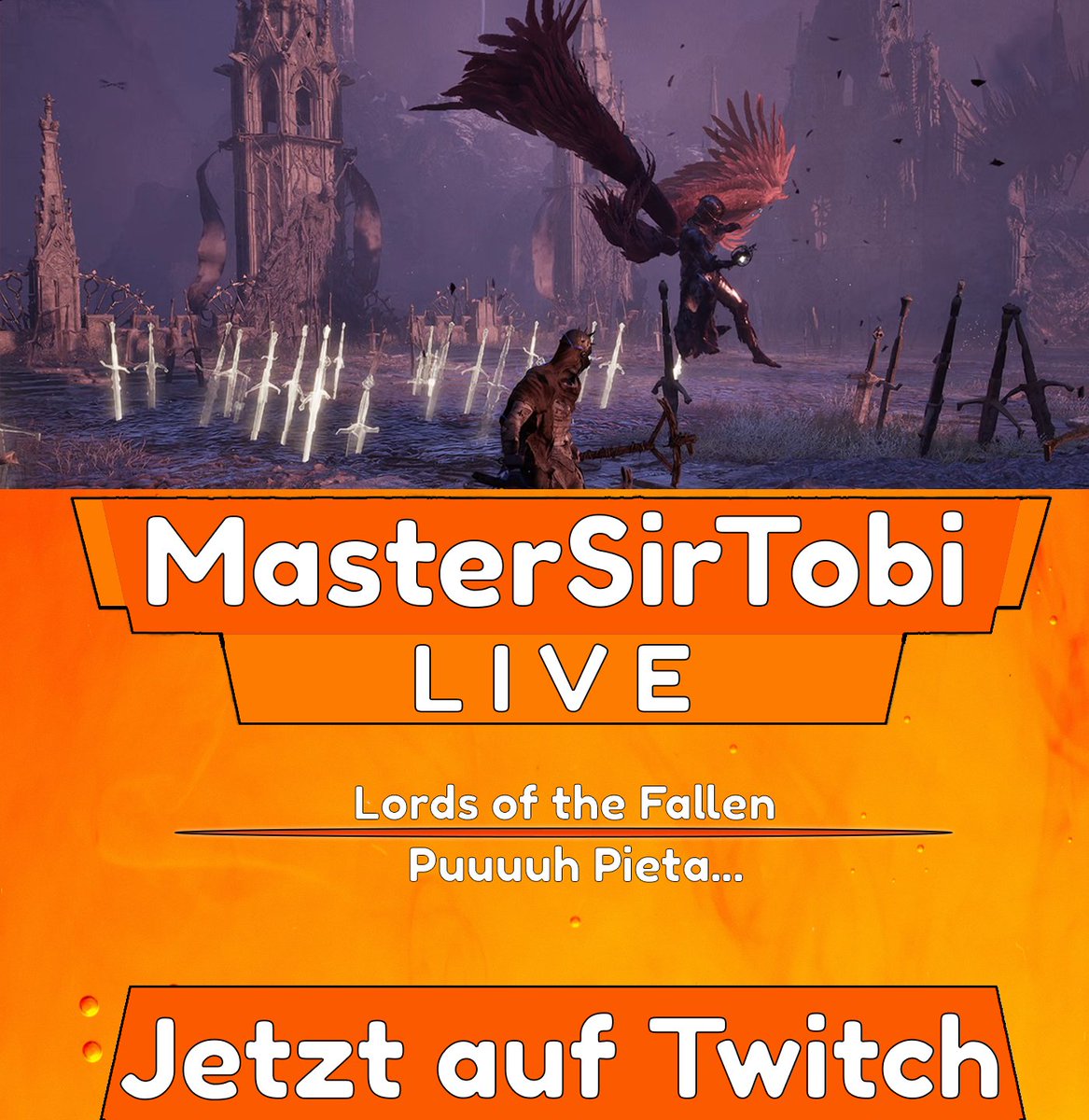 TheRealSirTobi's tweet photo. Der erste Boss ist viiiiel zu schwer.🙈⚔️ Verzweifeln an Pieta #LordsoftheFallen 
Jetzt live auf: https://t.co/iHJdbbTGl1 https://t.co/SkNjKWn0tI